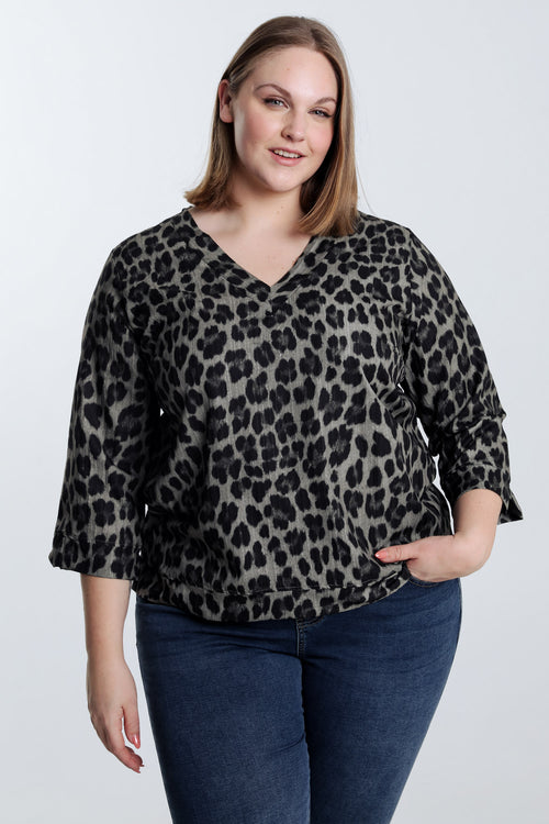 Blouse met luipaardprint -Paprika-1