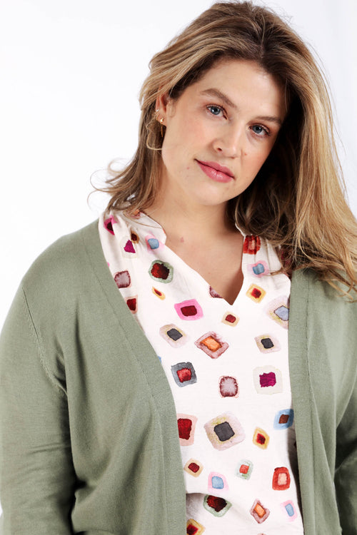 Cardigan fin en viscose uni-Paprika-3