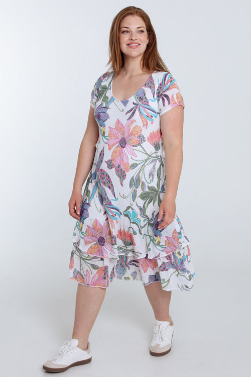 Katoenen mousseline jurk met bloemenprint-Paprika-9