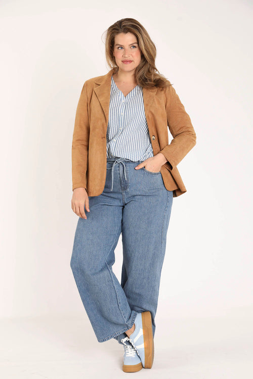 Effen blazer met suède-effect-Paprika-9