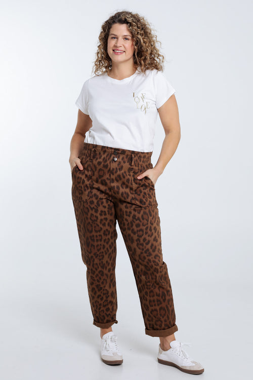 Katoenen broek met dierenprint-Paprika-7