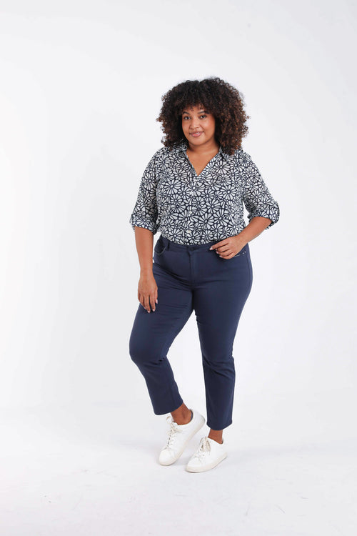 Slim fit broek Louise 7/8-Paprika-8