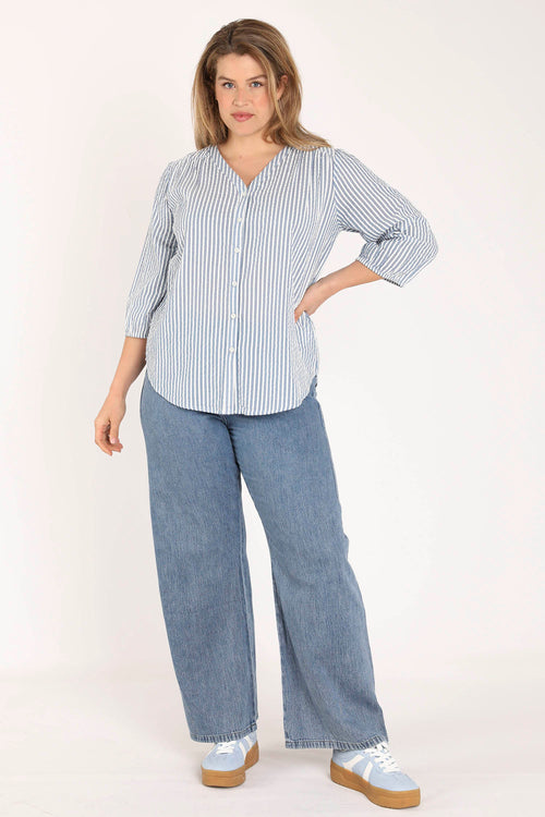 Gestreepte katoenen blouse-Paprika-6