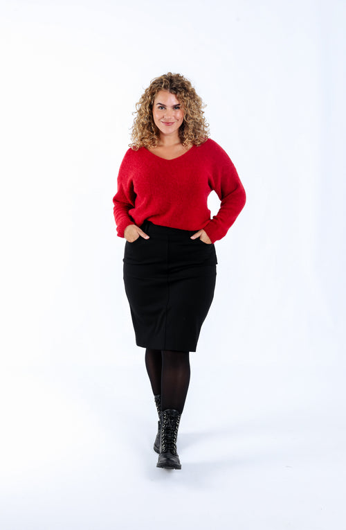 Strakke rok van effen viscose-Paprika-5