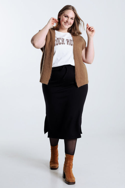 Effen mouwloos vest-Paprika-9