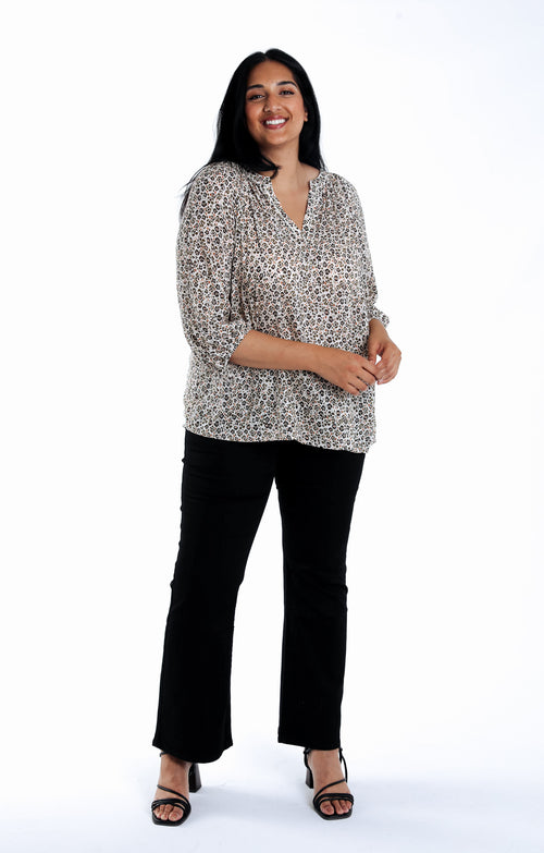 Blouse van viscose met luipaardprint-Paprika-6