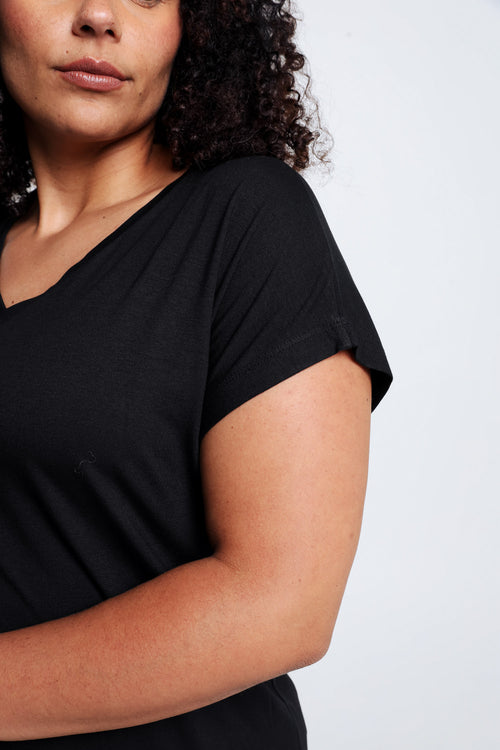 Effen T-shirt in viscose-Paprika-4