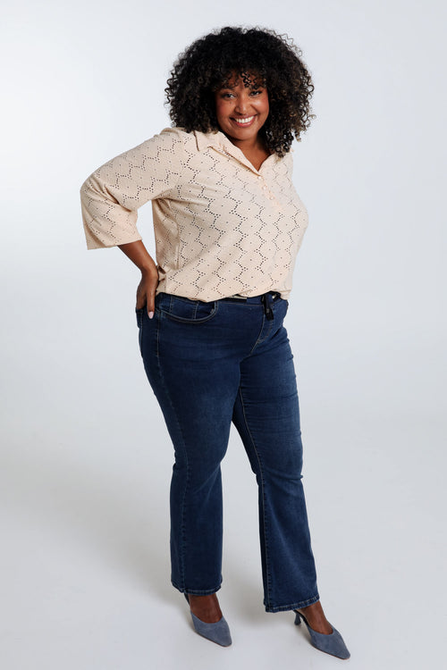 T-shirt uni ajouré-Paprika-7