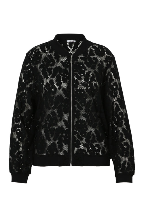 Bomberjack van mesh met bloemenprint-Paprika-10