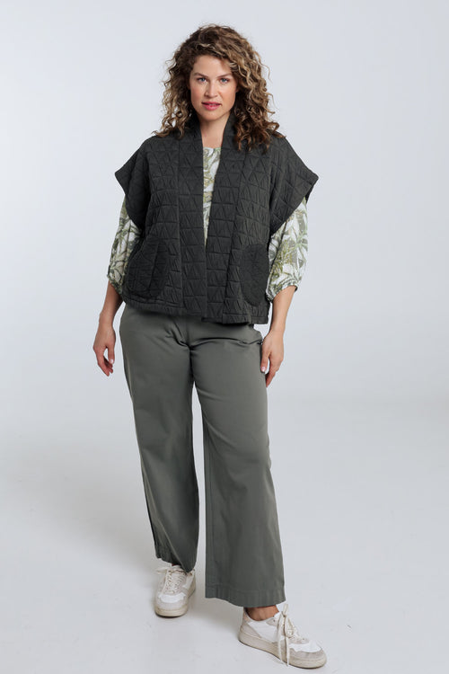 Gewatteerde effen kimono jas-Paprika-9