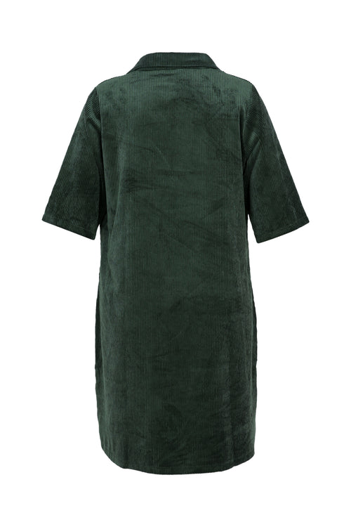 Korte, effen corduroy jurk met opgestikte zakken-Paprika-12