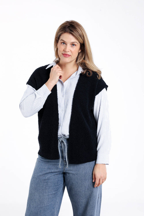 Mouwloos gilet van effen boucle-stof-Paprika-2