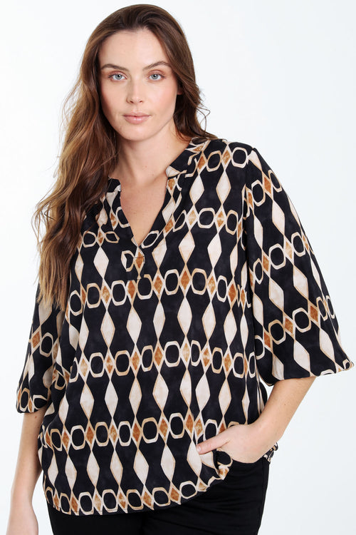 Viscose blouse met grafische print-Paprika-3