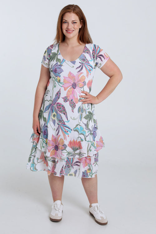 Katoenen mousseline jurk met bloemenprint-Paprika-8