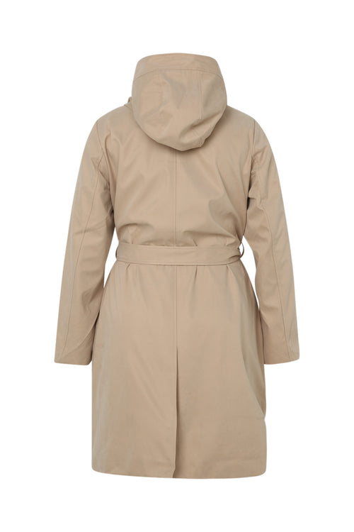 Effen mid-length trenchcoat met capuchon-Paprika-11