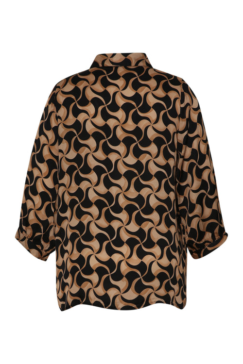 Blouse en viscose imprimé graphique bicolore-Paprika-9