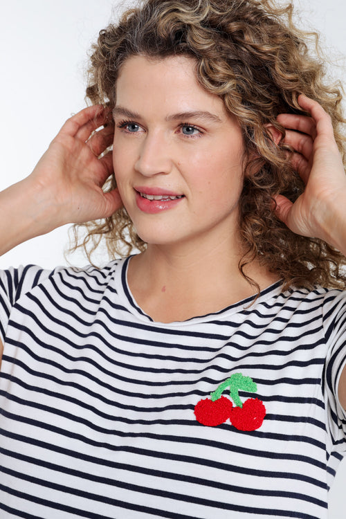 Matrozen-T-shirt met kersdetail-Paprika-3