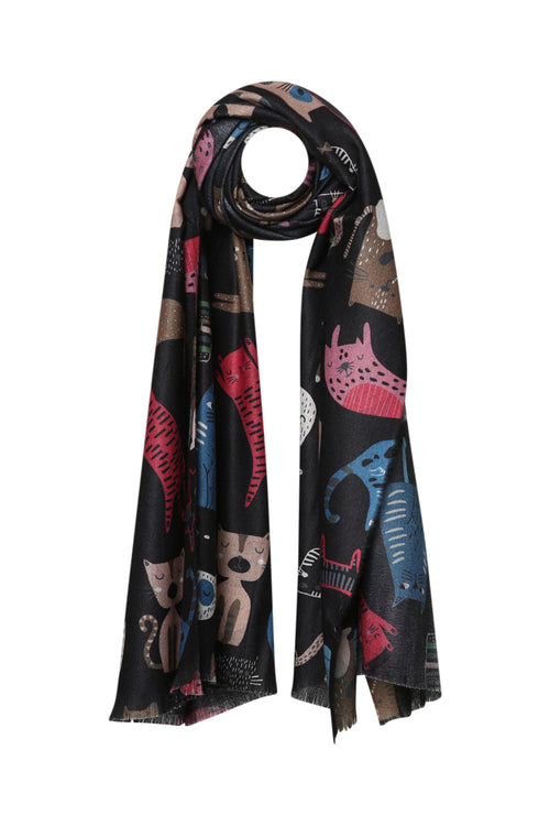 Sjaal met kattenprint-Paprika-1