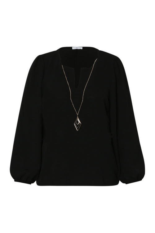 T-shirt bi-matière uni avec collier-Paprika-8