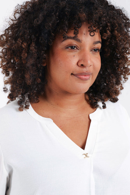 Effen blouse met sieraden detail-Paprika-6