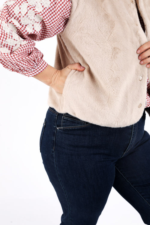 Gilet en fausse fourrure uni-Paprika-5