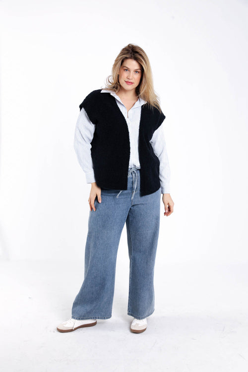 Gilet sans manches maille bouclette uni-Paprika-9