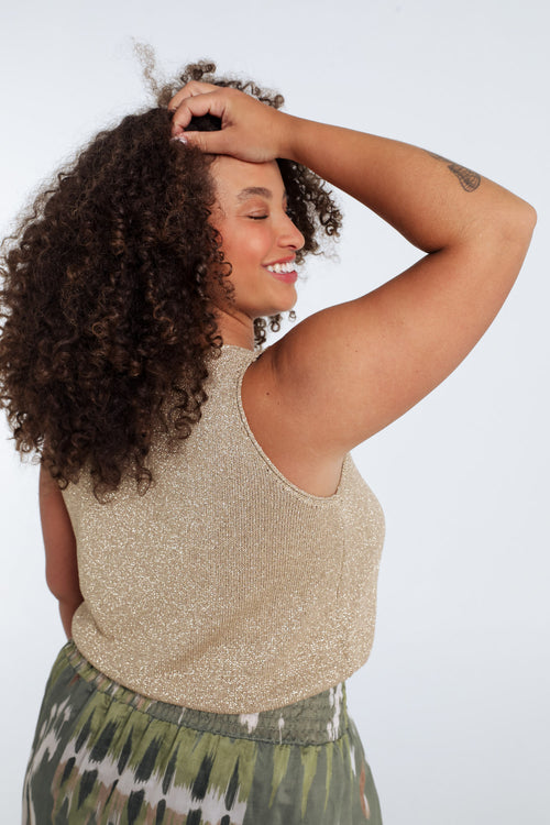 Uni gebreide top met lurex-Paprika-3