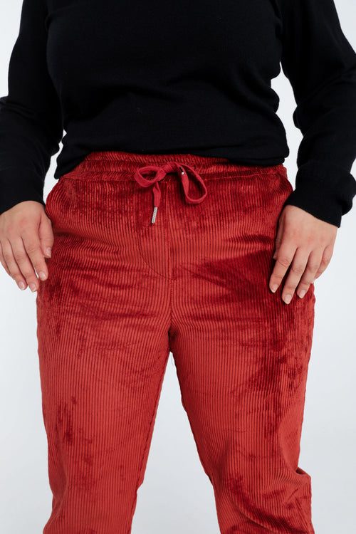 Pantalon chino uni en velours-Paprika-5