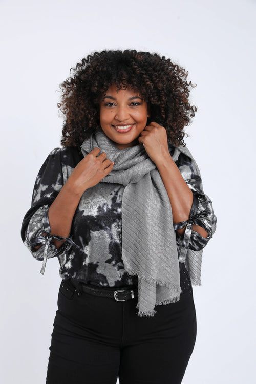 Effen glanzende geplooide sjaal-Paprika-2