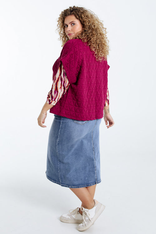 Gewatteerde effen kimono jas-Paprika-7