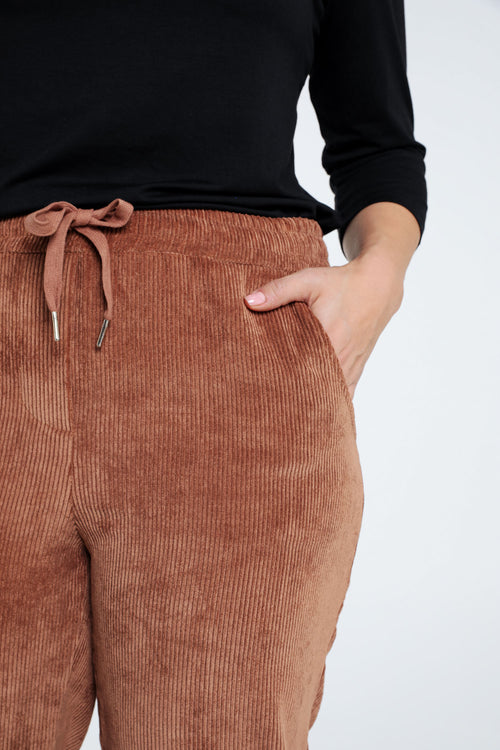 Effen 7/8-chinobroek in fluweel-Paprika-5