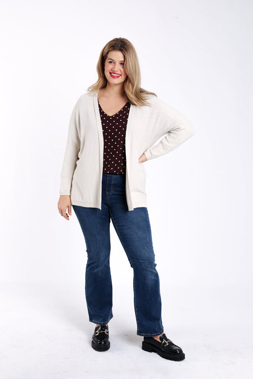Lange cardigan van effen viscose-Paprika-4
