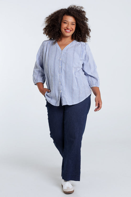 Gestreepte katoenen blouse-Paprika-8