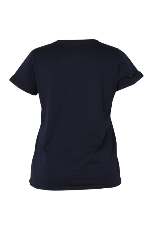Effen katoenen T-shirt met hart van pailletten-Paprika-11