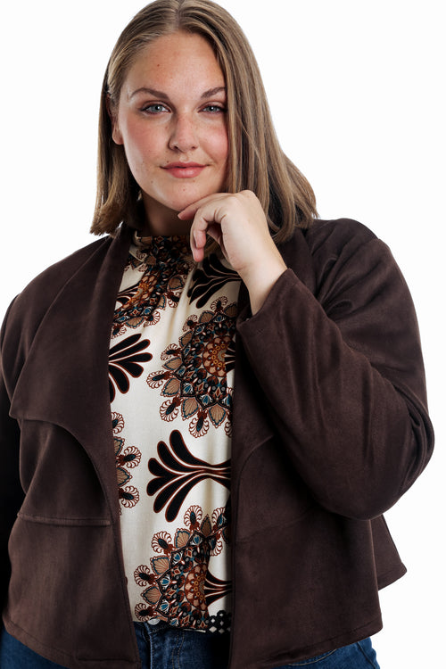 Veste en effet suédine unie-Paprika-3