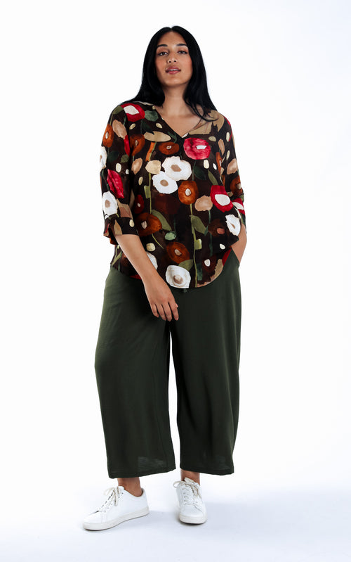 Blouse van bedrukt viscose met klaprozen-Paprika-8