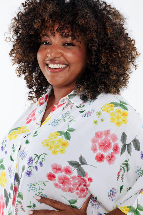 Blouse van viscose met bloemenprint-Paprika-6