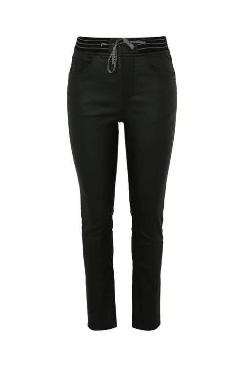 Slim gecoate jegging met fijne riem-Paprika-10
