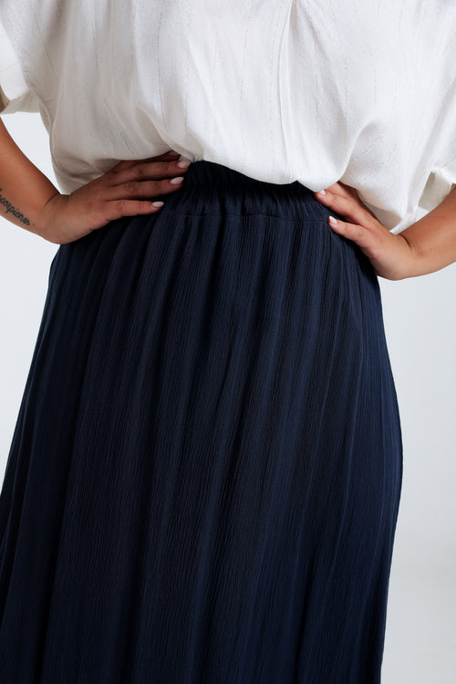 Effen lange viscose rok-Paprika-6