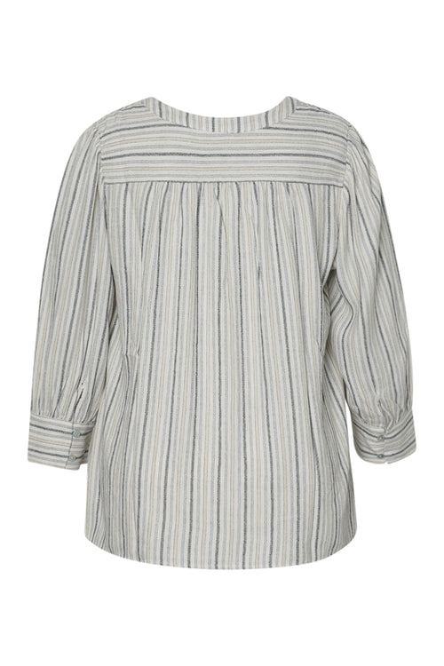 Gestreepte blouse van viscose en linnen-Paprika-9
