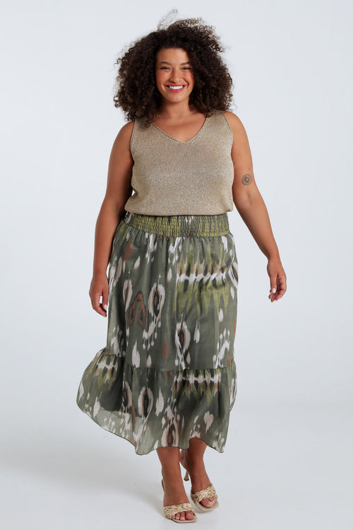 Uni gebreide top met lurex-Paprika-9