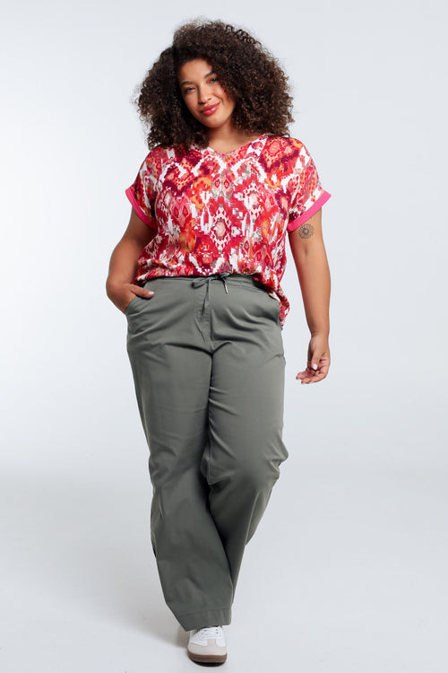 Effen brede chino broek-Paprika-9