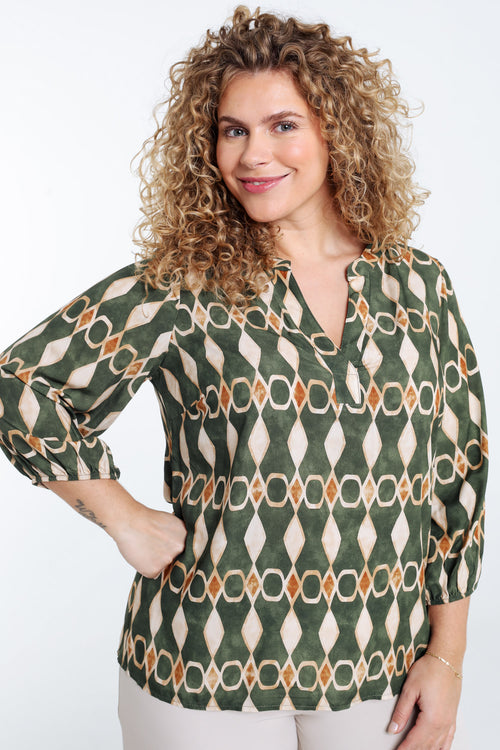 Viscose blouse met grafische print-Paprika-2