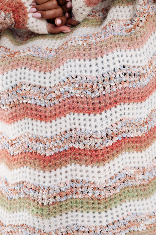 Pull maille pop-corn à rayures-Paprika-5