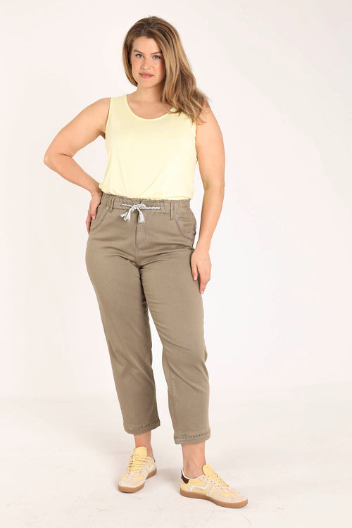 Effen katoenen chino-Paprika-1