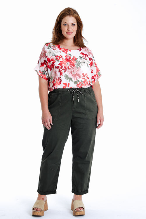 Effen katoenen chino-Paprika-7