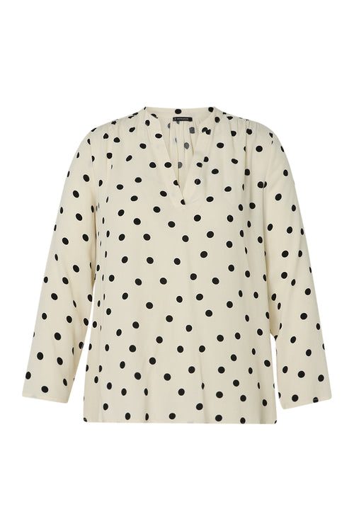 Blouse van viscose met stippenprint-Paprika-10