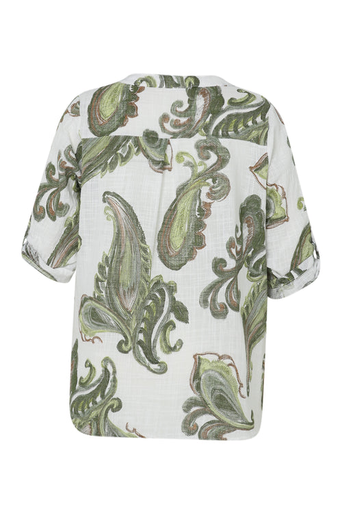 Blouse van katoen gaas met paisleyprint-Paprika-11