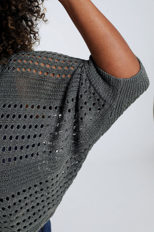 Korte, effen trui in viscose-Paprika-4