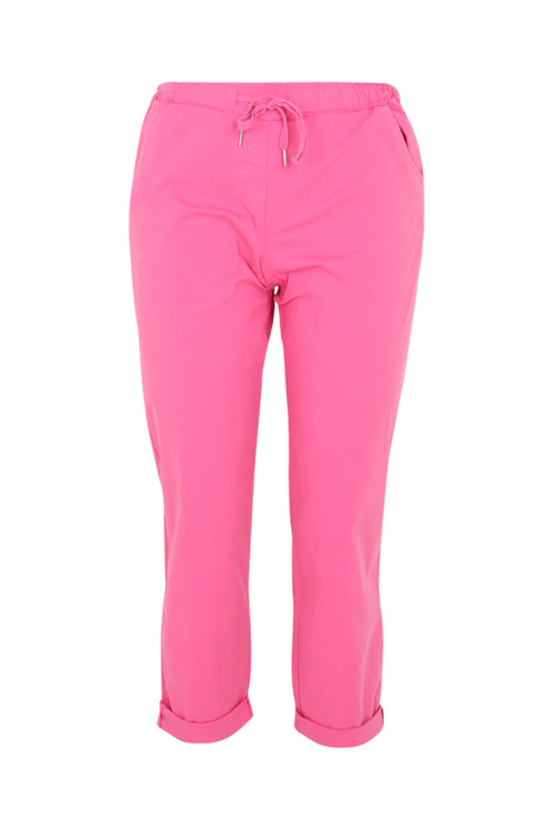 Effen 7/8-chinobroek in licht katoen met losse broekspijpen-Paprika-9